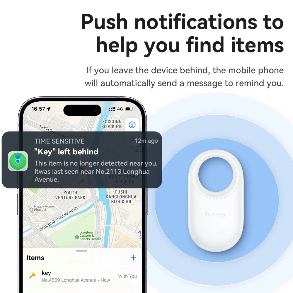 HOCO Smart GPS Tracker Mini Tag For IOS Apple Find My APP Anti Lost Reminder Device MFI Rated Locator Car Key Pet Kids Finder