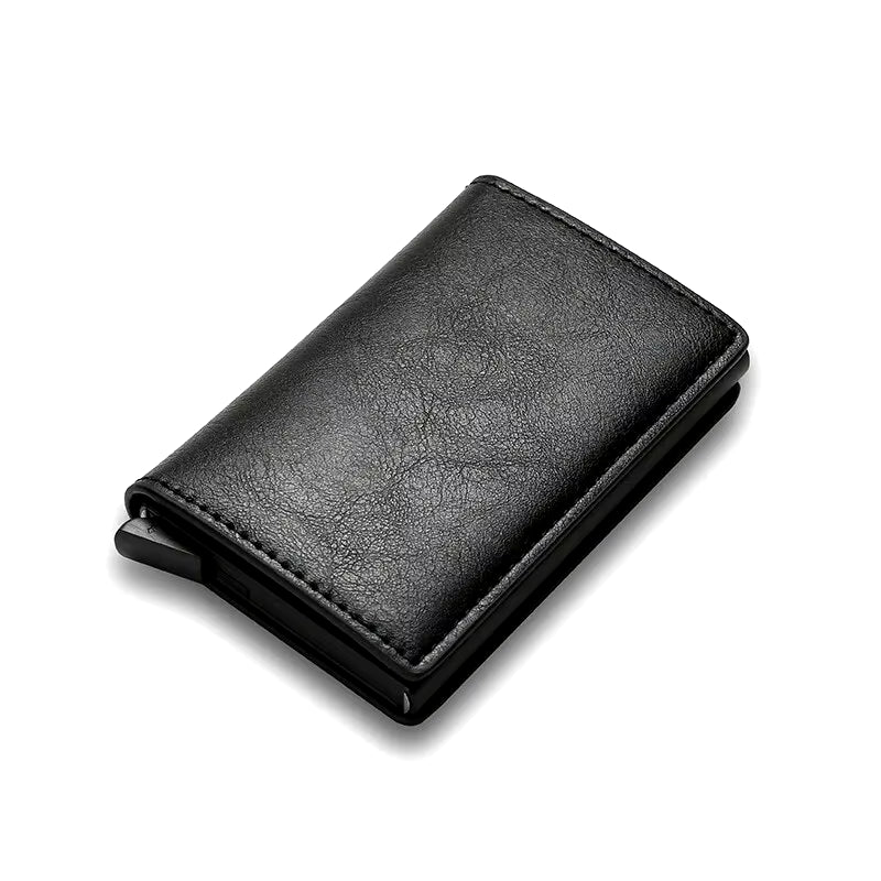 Fashion Carbon Fiber Anti-Theft Credit Card Package Metal Cards Box Men Wallet Holder PU Purse