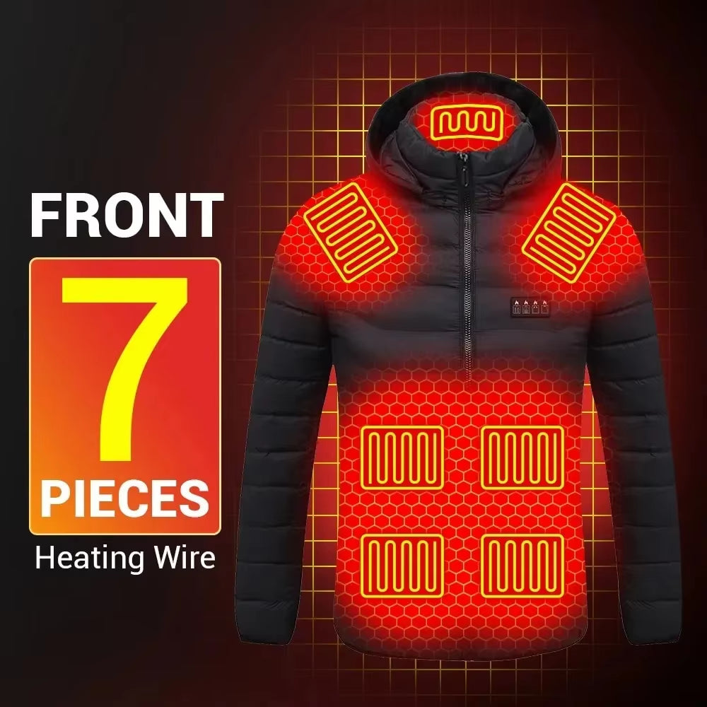 USB Heated Cotton Clothes Jacket 21 Areas Heating Jacket Warm Snowfield Heated Vests Coat Hunting Hiking Camping Winter S-6XL